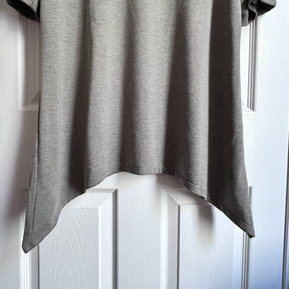 Apt 9 Women's Large Olive Green Sharkbite Hem Top Criss-Cross Elbow Sleeves - Picture 6 of 8